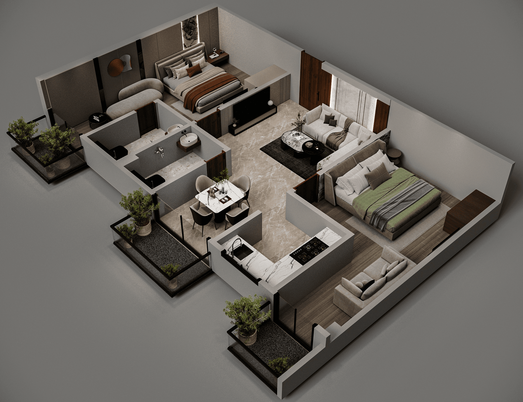 2BHK Interior Layout